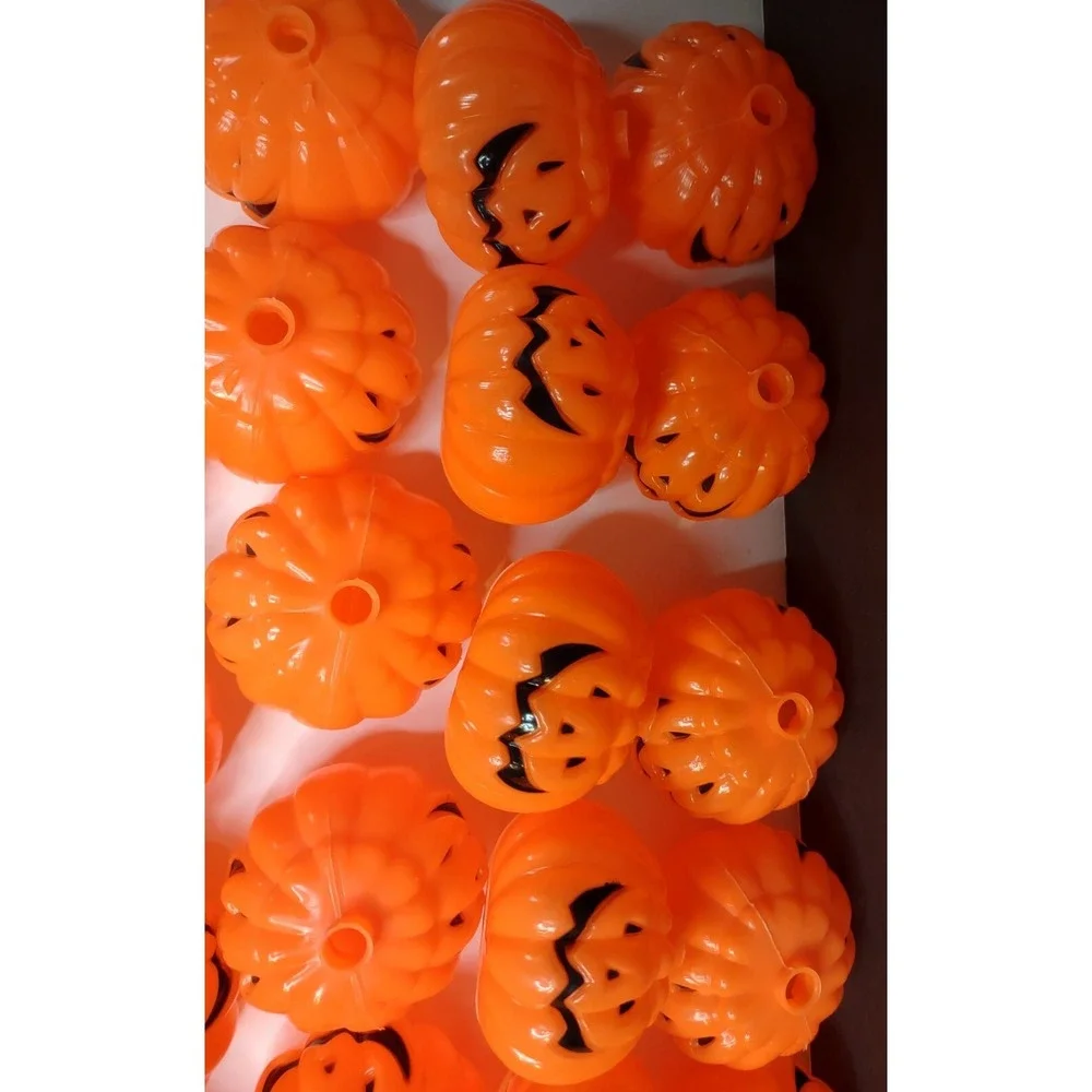 Lot Of 37 Halloween Pumpkin Blow Mold String Light Set Vyg